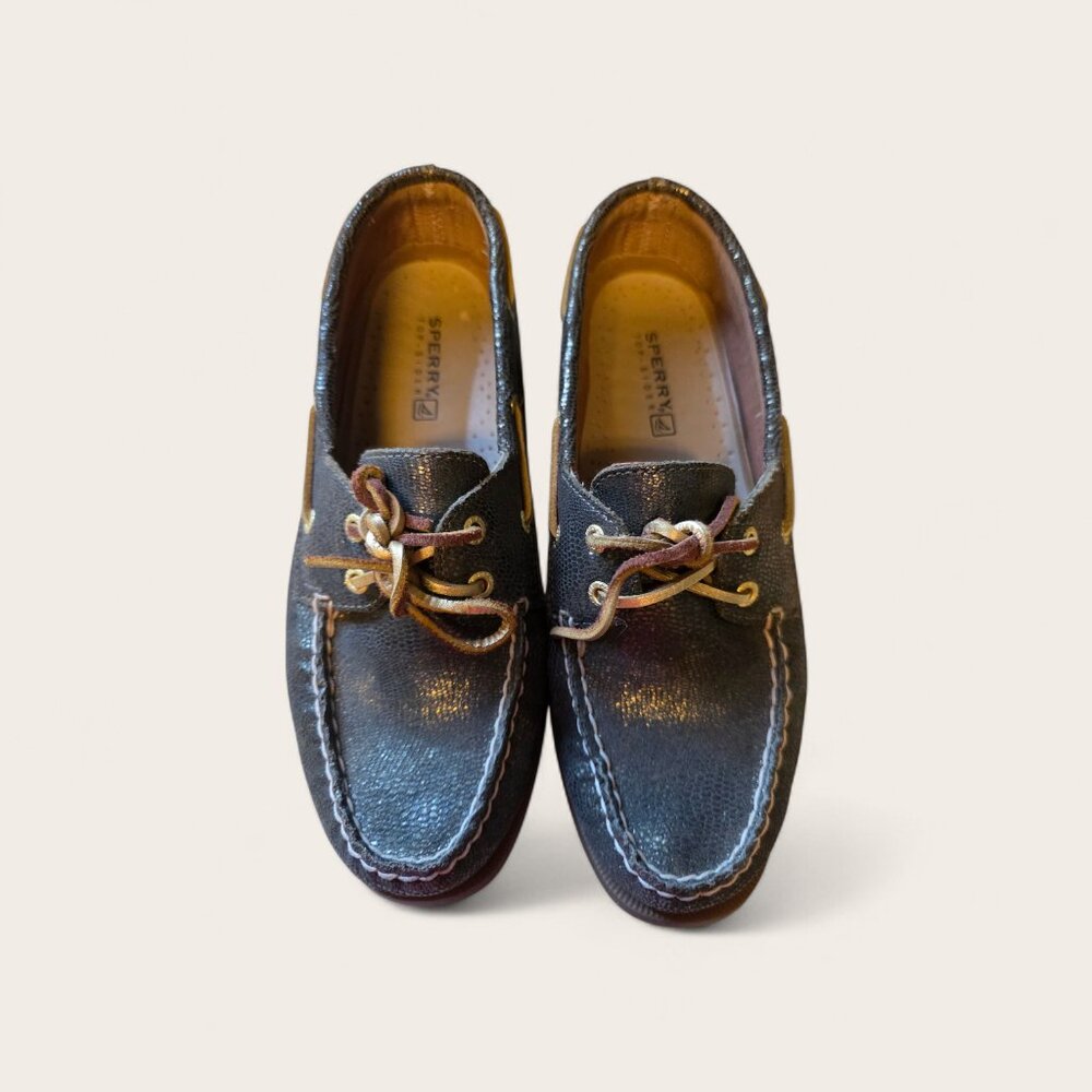 EXCELLENT Sperry Gold Cup Metallic Gold-Infused Leather Boat Shoes-Man7.5/Woman9